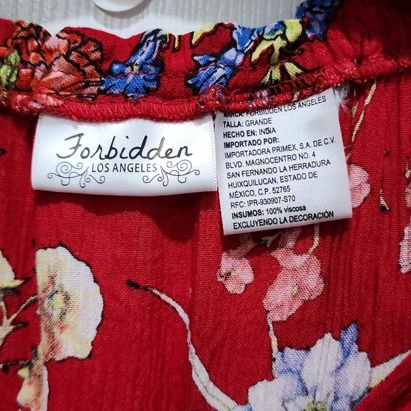 ⭐️Forbidden Los Angeles red dress with floral print - Picture 3 of 4